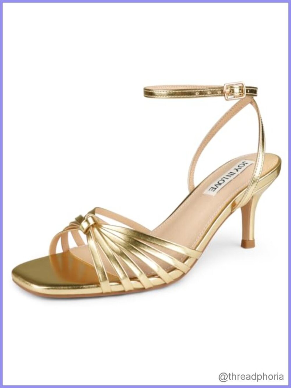 Kitten Heel Strappy Sandals Square Open Toe Ankle Strap PU